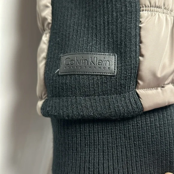 CALVIN KLEIN PERFORMANCE QUILTED PUFFER VEST Full Zip Taupe & Black Size XL - Picture 5 of 12